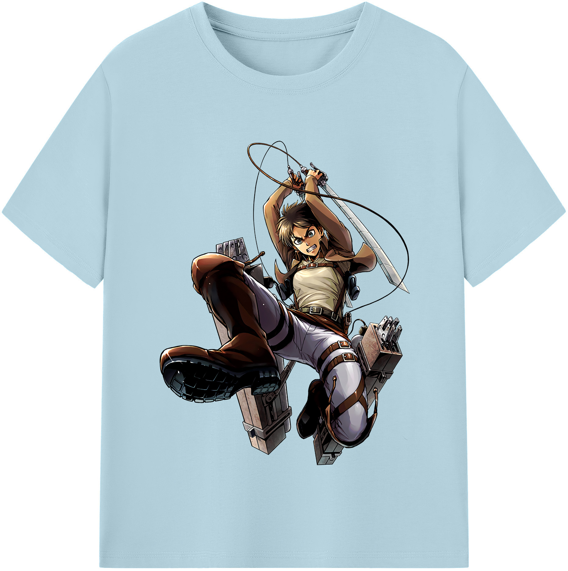 （画像用） 進撃の巨人 エレン･イェーガー Attack on Titan Eren Jäger 綿100％半袖Tシャツ（フロントプリント）